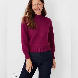 Ann Taylor Balloon Sleeve Mock Neck Sweater